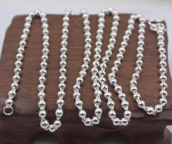 

sterling s990 silver luck smooth beads link chain necklace 27.5inch 14.53g 3mmw1