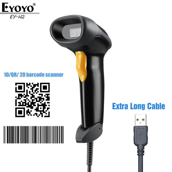 

eyoyo ey-h2 handheld usb wired barcode scanner 1d 2d qr bar codes reader ccd automatic scanning for windows xp/7/8/10 mac os