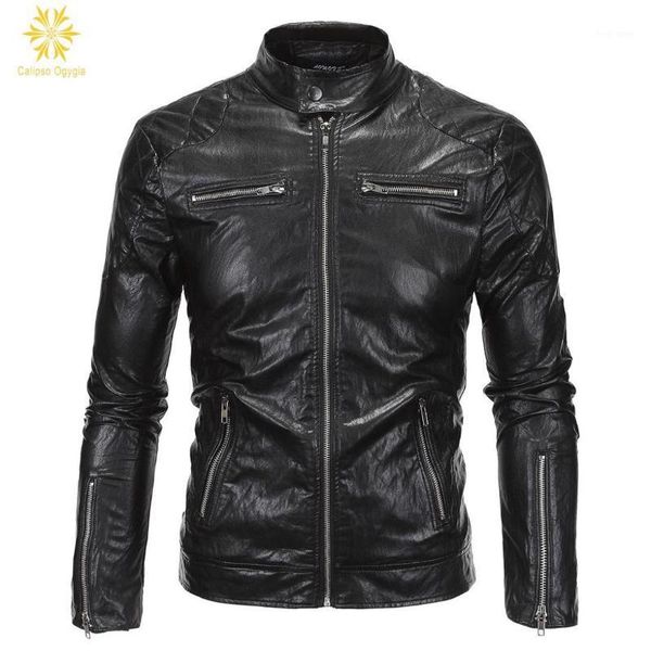 

fashion men's leather motorcycle coats jackets washed leather coat m-5xl mens bomber jacket sleever with zipper coml481, Black