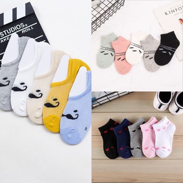 

sszkd spring and summer card boneless suture socks boys sockschildren's girls jacquard cotton baby boat and socks children's socks, Black