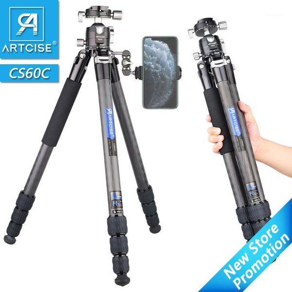 

cs60c professional 10 layers carbon fiber tripod for dslr camera heavy duty 40mm low profile ball head compact structure 175cm1