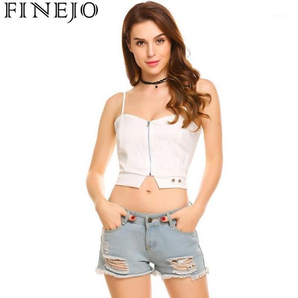 

women's tanks & camis finejo eyelet v-neck zip front women's slim fit crop cami 1, White
