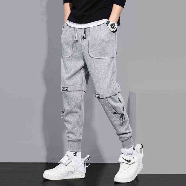 

men's cargo pant harajuku fashion joggers pants men casual streetwear men cargo pants hip hop men clothing trousers h1223, Black