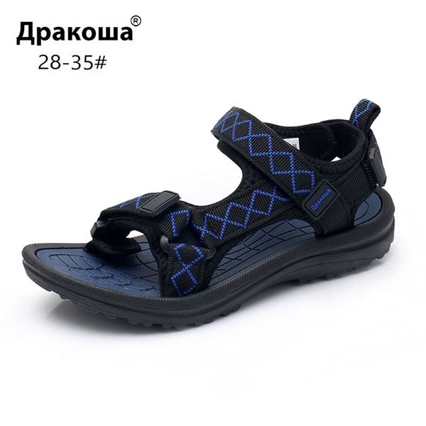 

apakowa boys open toe beach walking 3 strap sports sandal summer sneaker little kid camouflage washable quick drying water shoes y201028, Black;red