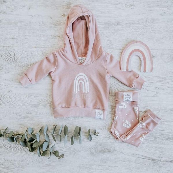 

clothing sets 0-3t born kid baby girl clothes set long sleeve rainbow print hooded sweatshirt pant suit elegant cute sweet outfit1, White