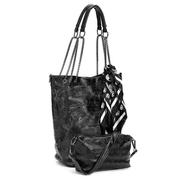 

2 x fashion skull women handbag shoulder bag tote purse leather crossbody bag