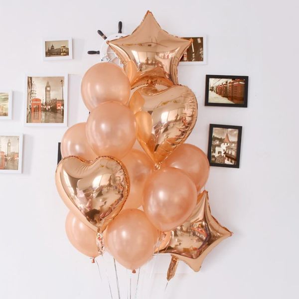 

party decoration rose gold heart balloon foil star balloons wedding decor latex ballon air inflatable birthday decorations
