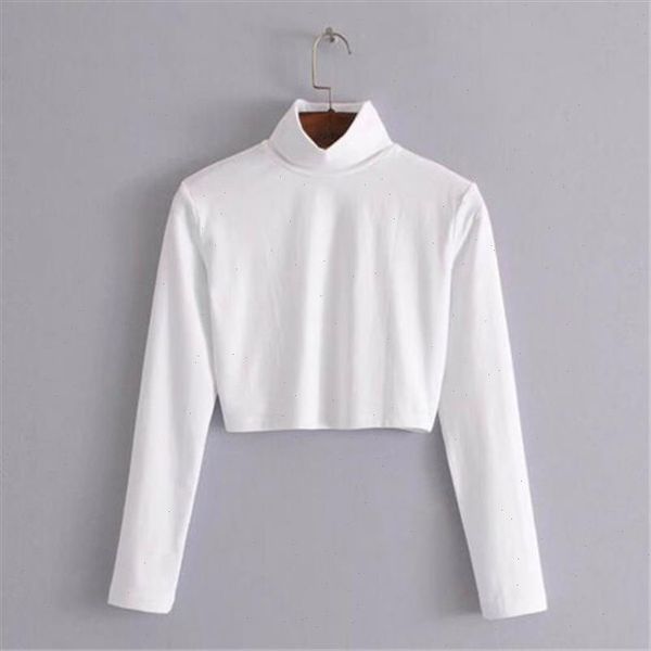 

fashion autumn 2021 female t shirt crop solid white tshirt slim turtleneck long sleeve t shirts women w3
