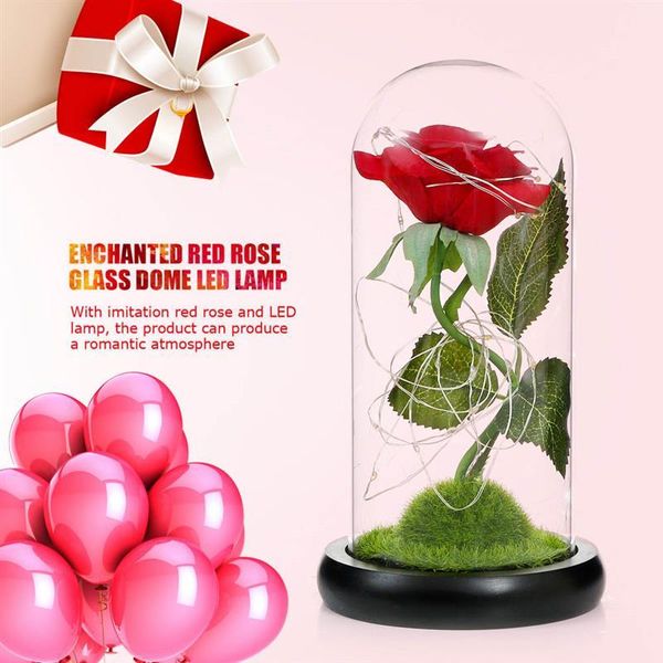 

rose lamp rose in glass dome forever pink red preserved belle special romantic gift flower glass