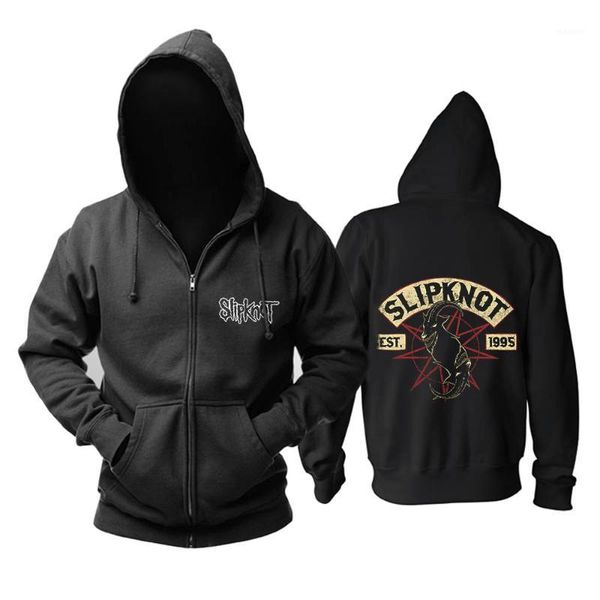 

bloodhoof slipknot nu metal alternative metal cotton zipper hoodie asian size1, Black