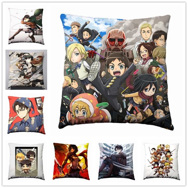

аниме манга shingeki нет атаки kyojin на titan шелковый наволочки 40x40cm подушки крышки случая постельные принадлежности подушка сиденья