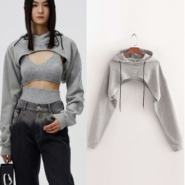 

2021 new women spring autumn sweatshirt short sportswear long sleeve hoodies pullover solid ladies fashion outerwear two colors r1f7, Black
