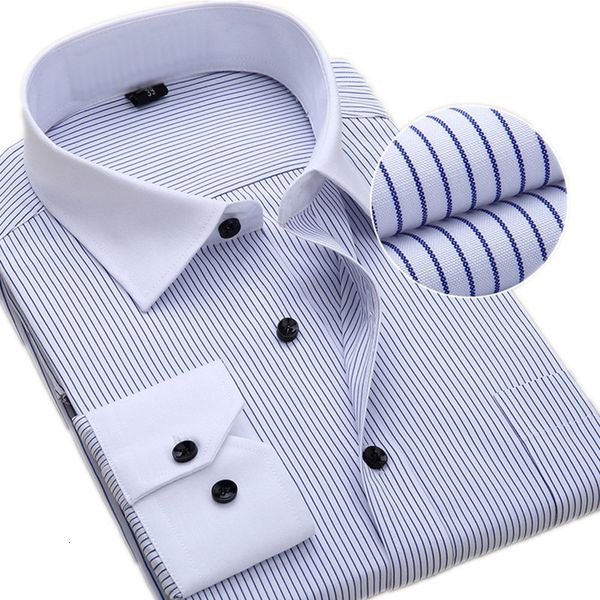 

classic large size s-7xl 8xl men work shirts striped / twill men's with long sleeves casual smen's white shirt, White;black