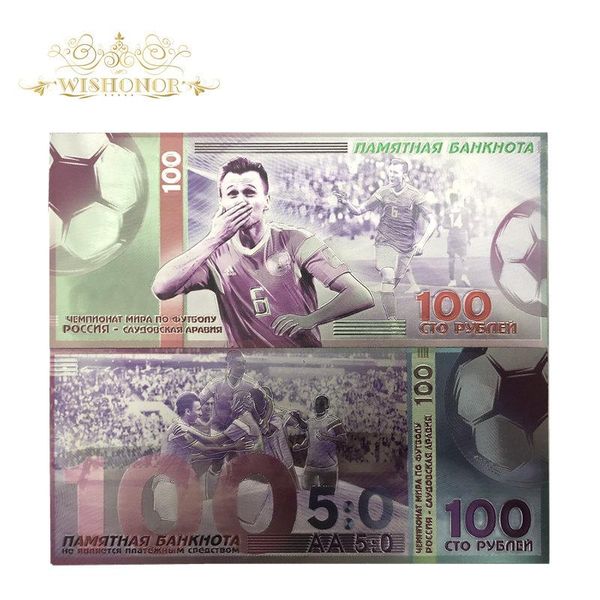 

8pcs lot 2018 russia world cup banknotes 100 rubles banknote in 24k gold paper money for collection and gifts sqcoxx pingtoy