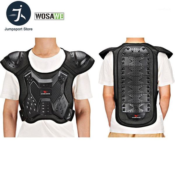 

wosawe sport back protector body vest support ski snowboard hockey cycling motorcycle protective gear back bandage1, Black;blue