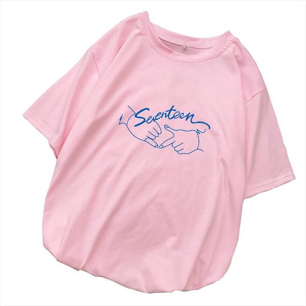 

kpop t shirts casual korean seventeen t shirt women short sleeve harajuku streetwear loose tee shirt femme tumblr camiseta mujer, White
