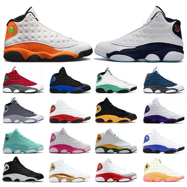 

горячие мужские кроссовки баскетбольные туфли 13 13s темный порошок синий красный кремневый hyper royal bred lucky green атмосфера серого же, White;red