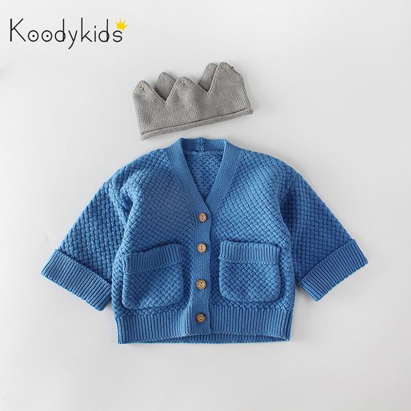 

koodykids 2020 spring autumn baby boy girl knitted sweater knitting coat spring sweater baby boy knitting outer clothes 1029, Blue;gray