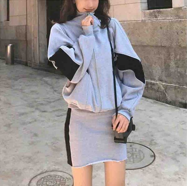 

womens two piece dress fashion new women tracksuits casual woman striped panelled suit 2 colors size -2xl, White