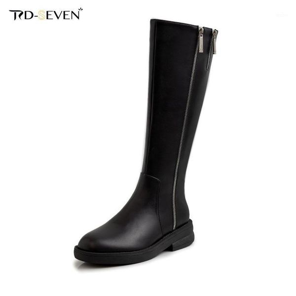 

woman mid-calf boots autumn winter warm zipper metal decoration high boots fashion knee high fashion snow1, Black