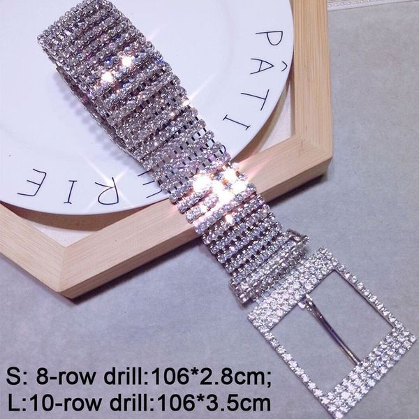 

brand new full rhinestone belts women cummerbunds silver shiny diamond party club crystal waist accessories chain belt y200807, Black;brown