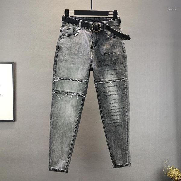 

women's 2020 new contrast color stitching loose loose thin rhinestone harem pants women1, Blue