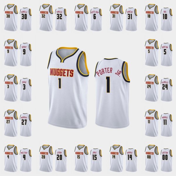 

men denver nuggets nikola jokic jamal murray bol bol michael porter jr. will barton wihte custom association jersey, Black