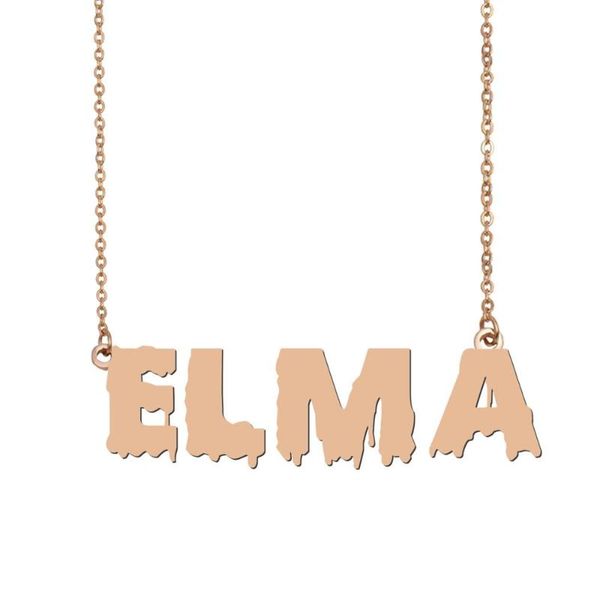 

pendant necklaces elma name necklace , cool bloody art for halloween and santa's day jewelry gift kids boys girls, Silver