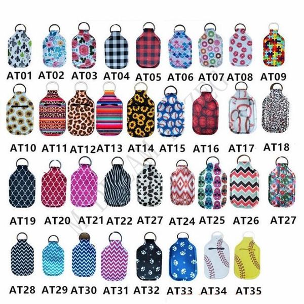 

190 colors hand sanitizer holder colorful chapstick lipstick neoprene keychain mini bottle cover3aic