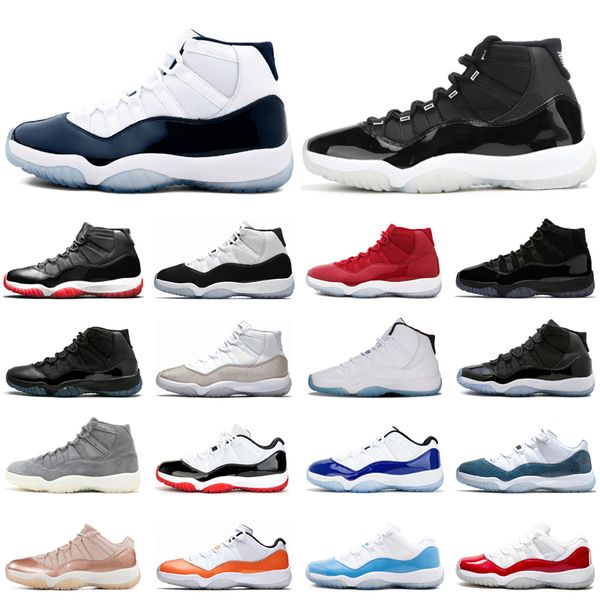 

jumpman 11 11s 25th anniversary mens women basketball shoes new bred concord low prom night win like metallic silver sports sneakers