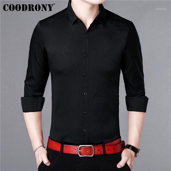 

coodrony brand men shirt autumn business dress casual shirts long sleeve cotton shirt men fashion striped camisa masculina 960111, White;black