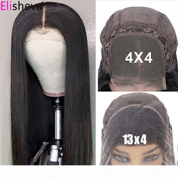 

28 inch lace front wig straight frontal wig 13x4 lace front human hair wigs 4x4 closure straight peruvian remy 150%, Black;brown