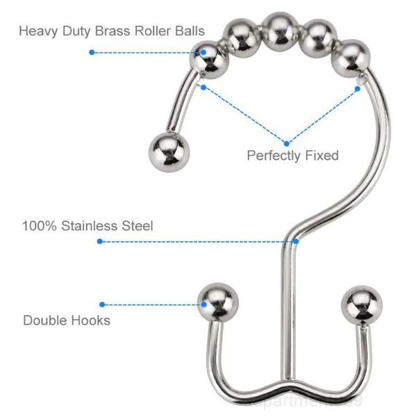 

кольца из нержавеющей стали из нержавеющей стали металлические двойные крючки для душа для ванной комнаты для ванной комнаты шторы owd206