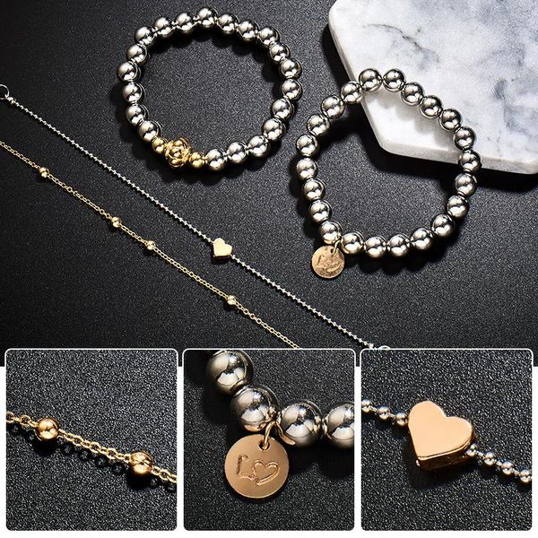 

shuangr bohemia jewelry bracelets & bangles for women vintage beads bracelets set for women charm multilayer accessories bijoux, Black