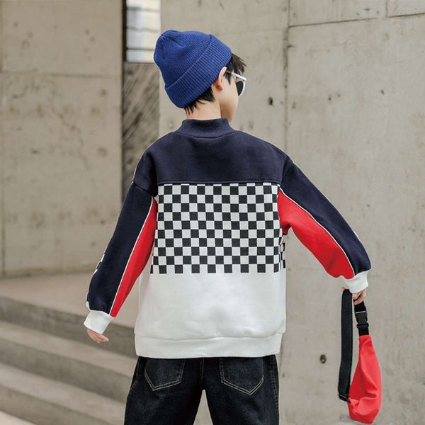 

boys' thickened sweater korean children's late motorcycle autumn and winter wtern sle semi high collar loose pullover 63lj, Black