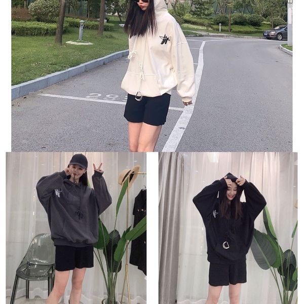 

gh7ea 2020 style east hooded new sweater women's fashionable pullover gate sweater loose iron sweatersweater korean autumn pullover rin, Black
