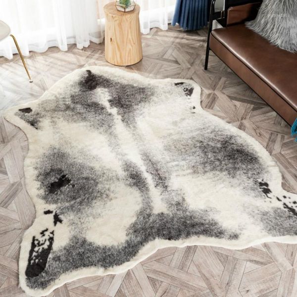 

bedroom animal pattern carpet badger skin special-shaped rug flloor mat european luxury style carpet home decoration 80*108cm1