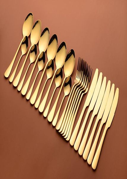 

24pcs set tableware stainless steel cutlery complete black fork spoon knife set dinner appliance western dinnerware eco friendly h jllqyo