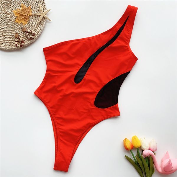 

guaze panelled womens designer bikinis hollow out single shoulder womens bikinis casual summer females clothing, White;black