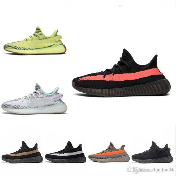 

2019 sneaker new kanye v1 v2 west sply shoes grey orange stripes zebra bred black red lots color quality sneakers5-12