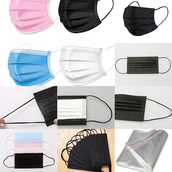 

protective disposable elastic face earloop black for mask safety anti dust cotton mouth masks 3 layer home use facemask o5p1b