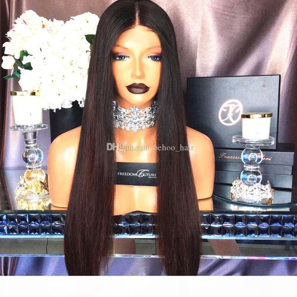 

130% density lace front human hair wigs indian virgin hair front lace wigs straight full lace human hair wigs for black women, Black;brown