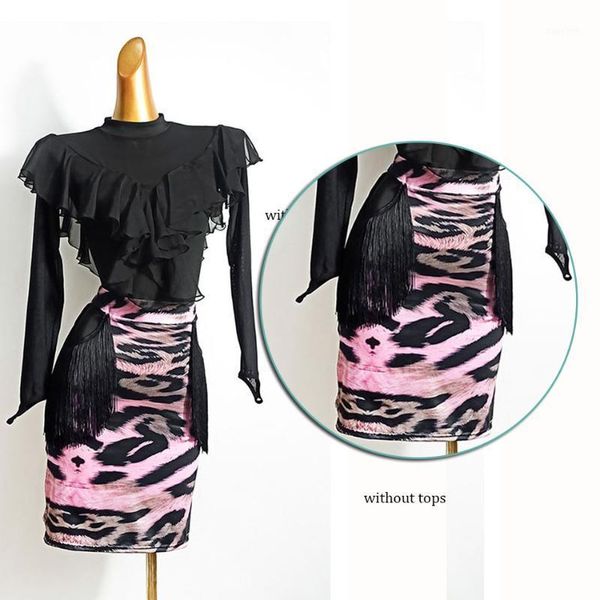 

2020 new latin dance dress women leopard latin dance skirt for ballroom samba tango chacha belly dancing performamnce lp5601, Black;red