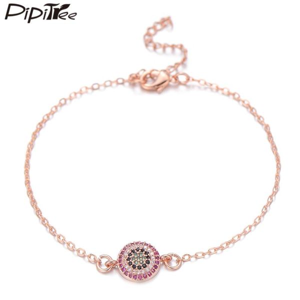 

piipitere dealicate evil eye charm bractele multi cubic zirconia цепь звена браслеты для женщин леди мода ювелирные изделия подарок на день, Golden;silver