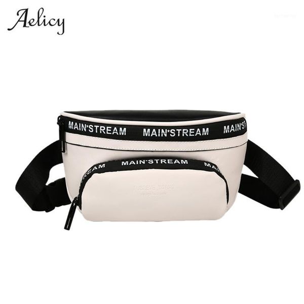 

waist bags fanny pack women's belt bag double zipper leather crossbody man purse chest phone pouch hip hop style1