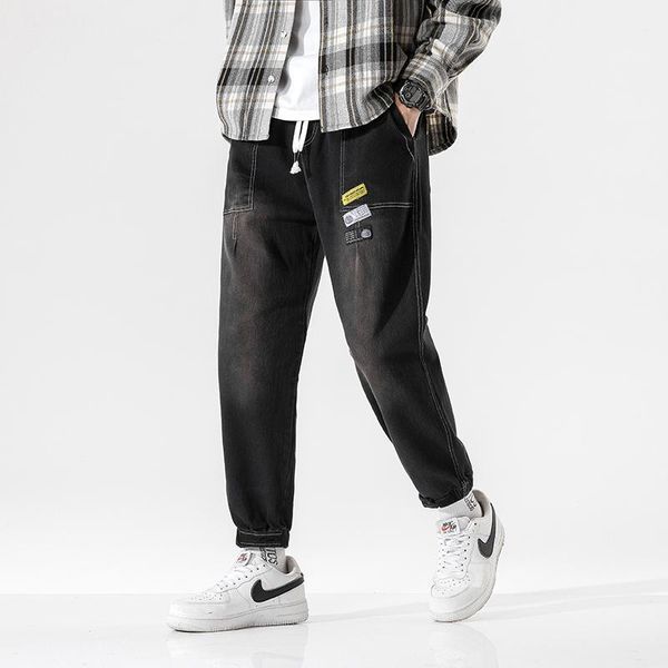 

men's jeans korean fashion casual loose capris student 2021 autumn pants youth cool versatile winter, Blue