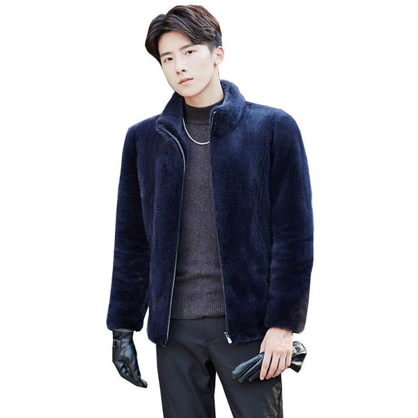 

s-6xl new fashion autumn and winter clothing high imitation coat men zipper overcoat male faux fur coat, Black