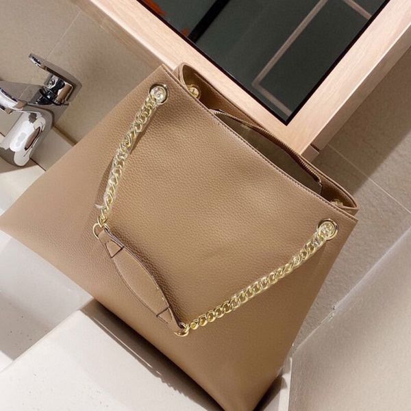 

women shopping bag genuine leather handbag tote bags fashion chain tassel decoration litchi grain plain large capacity package zipper
