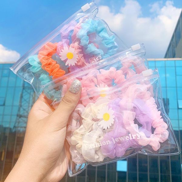 

5pcs/pack hair scrunchies women elastic hair bands rubber bands nylone ties ropes accessories new fashion headdress