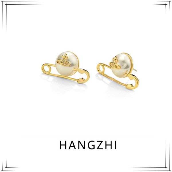 

hangzhi 2021 new trendy retro elegant imitation pearl planet detachable pin geometric stud earrings for women girls jewelry gift, Golden;silver